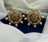 Ruby with Emerald with Pearl Nakshi Earring - NE043